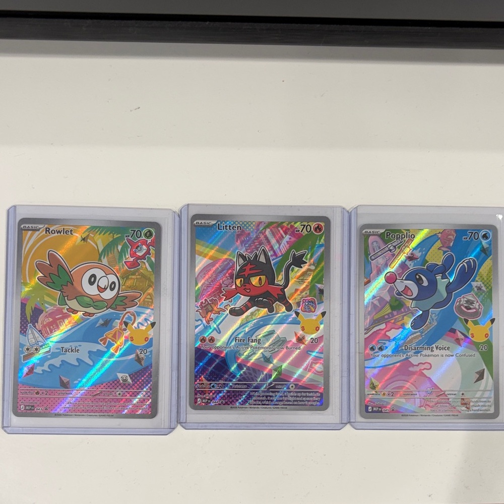 Rowlet, Litten & Popplio First Partner Illustration Collection Promo Set Pokemon